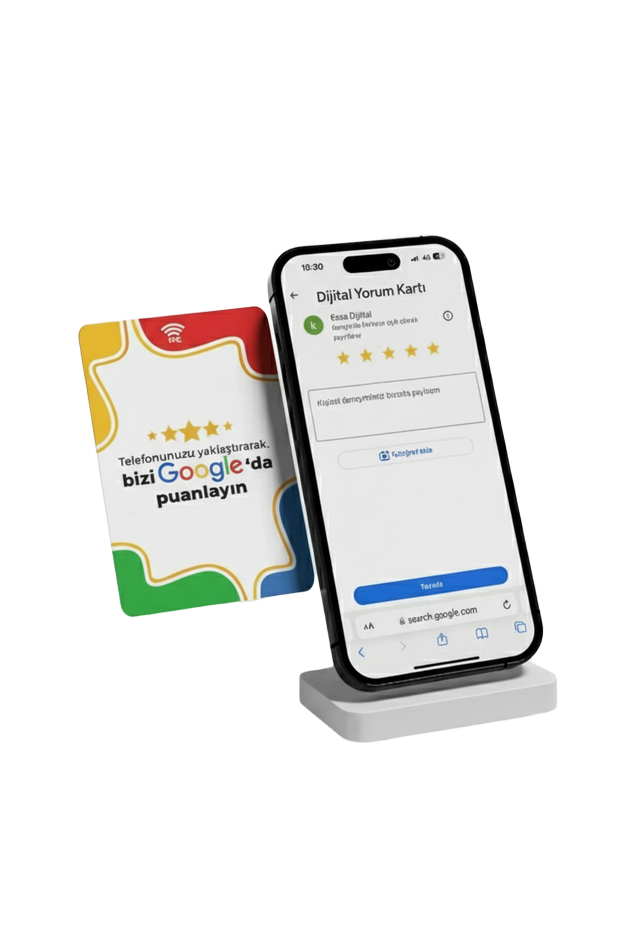 NFC Teknolojili Dijital Yorum Kartı - Akıllı telefon ve NFC kart ile Google yorumları toplama sistemi